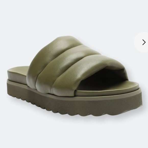 SCHUTZ |  Maisha Vegan Leather Platform Sandal Slide Aspen Green, sz 8.5 - Picture 1 of 12